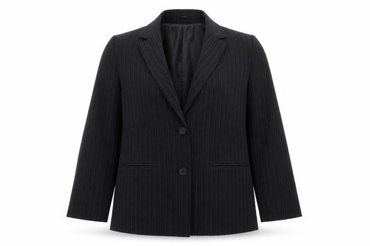 Glamorosa Womens Black Striped Polyester Jacket Suit Jacket Size 16