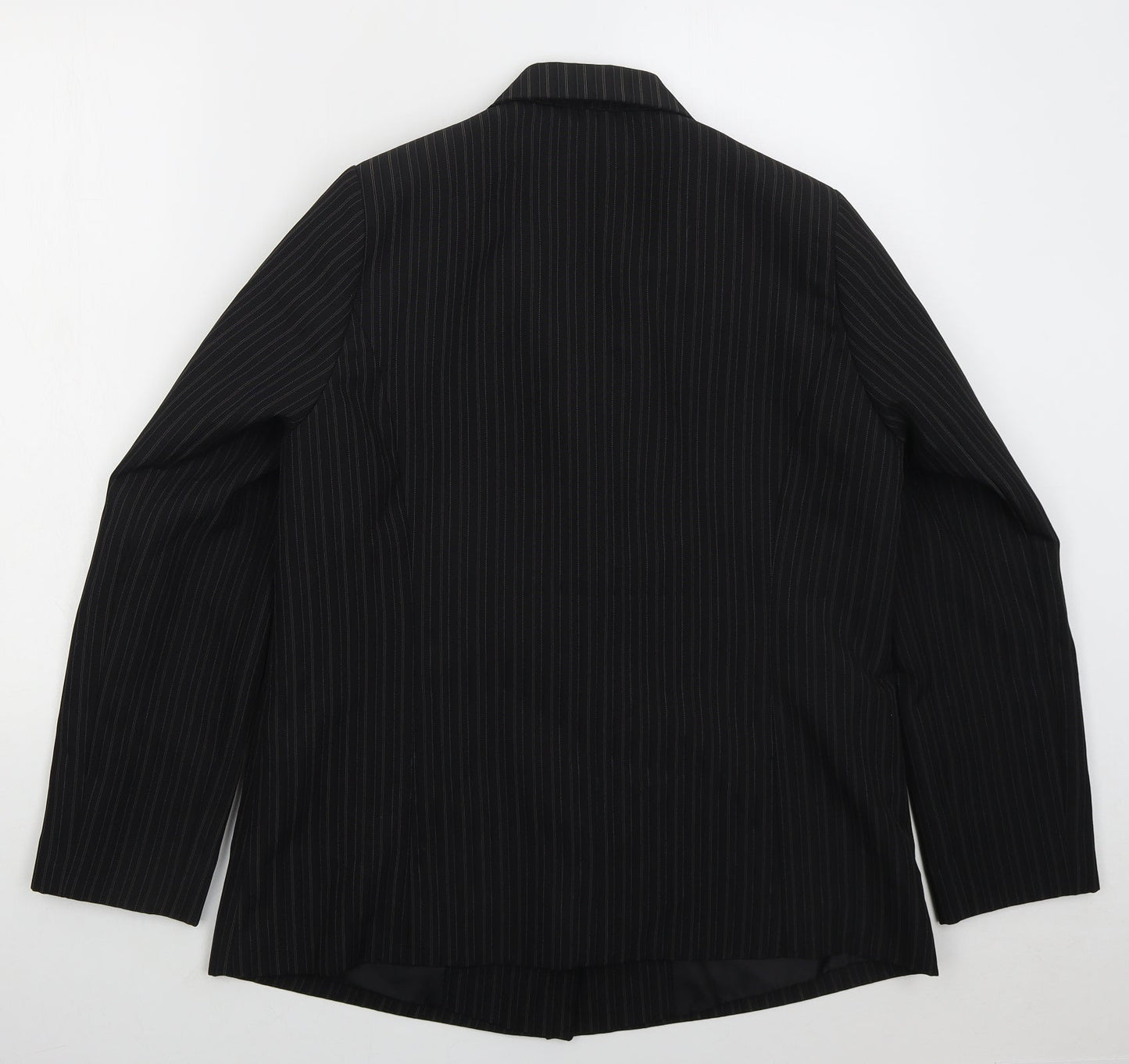 Glamorosa Womens Black Striped Polyester Jacket Suit Jacket Size 16