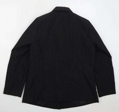 Glamorosa Womens Black Striped Polyester Jacket Suit Jacket Size 16