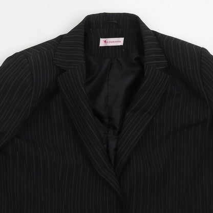 Glamorosa Womens Black Striped Polyester Jacket Suit Jacket Size 16