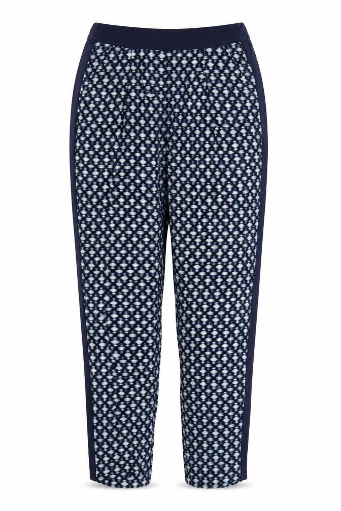 MNG Womens Blue Geometric Polyester Trousers  Size 8 L26 in Regular