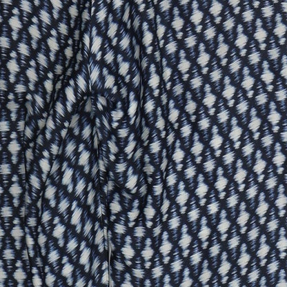 Mango Womens Blue Geometric Polyester Trousers  Size 8 L26 in Regular
