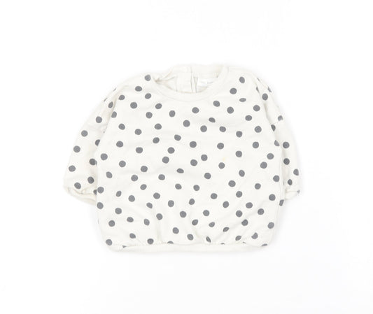 NEXT Baby White Polka Dot Cotton Pullover Jumper Size 0-3 Months
