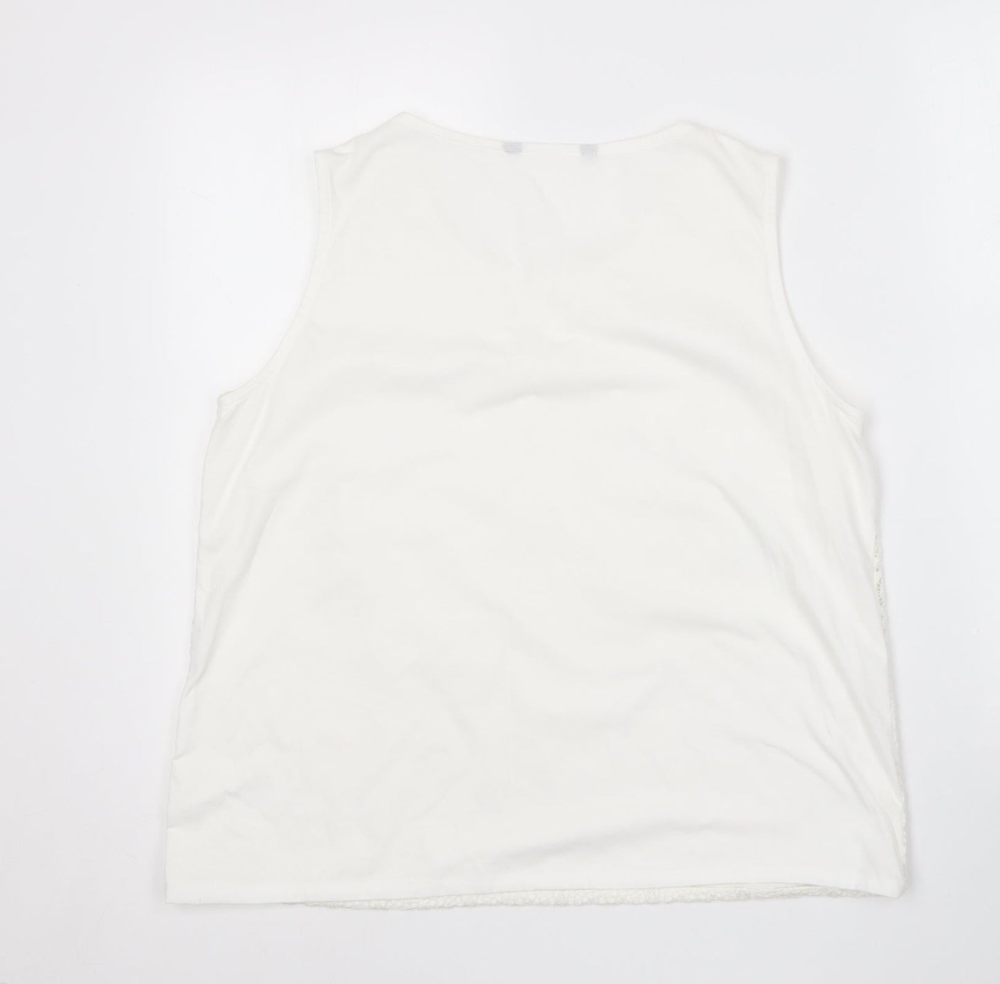 Preworn Womens White  Cotton Basic Blouse Size 16 Round Neck