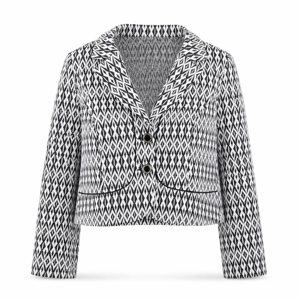 Avalon Womens Black Geometric  Jacket Blazer Size 12