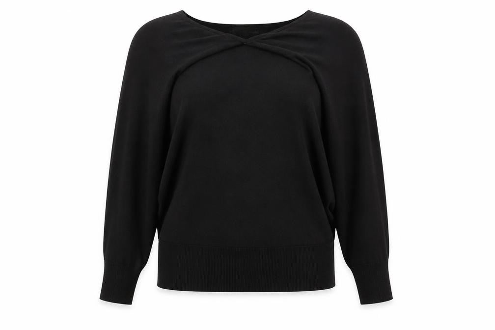 Bonprix Womens Black Round Neck Viscose Pullover Jumper Size XL
