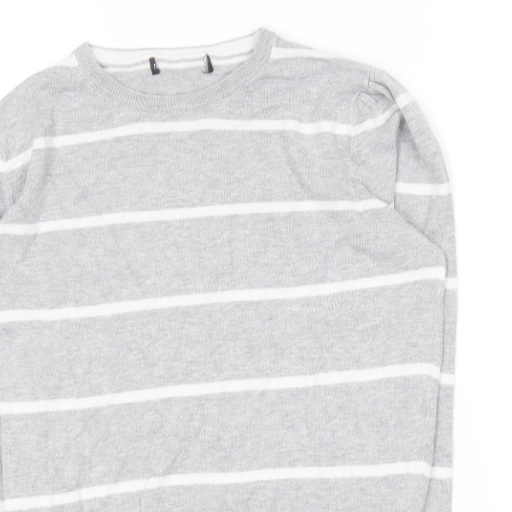 Marks and Spencer  Womens Grey Roll Neck Striped Viscose Pullover Jumper Size 12