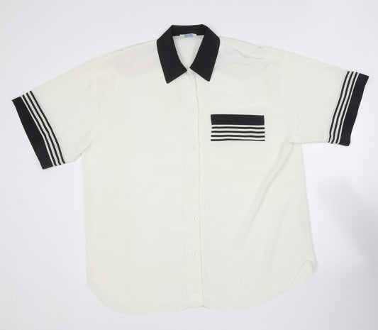 Wallis Womens Ivory  Polyester Basic Button-Up Size 12 Collared