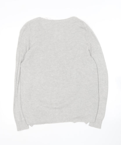 Tu Womens Grey V-Neck  Viscose Pullover Jumper Size 14