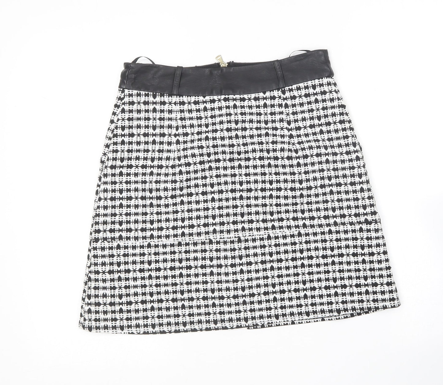 River Island Womens Black Geometric Cotton Mini Skirt Size 8