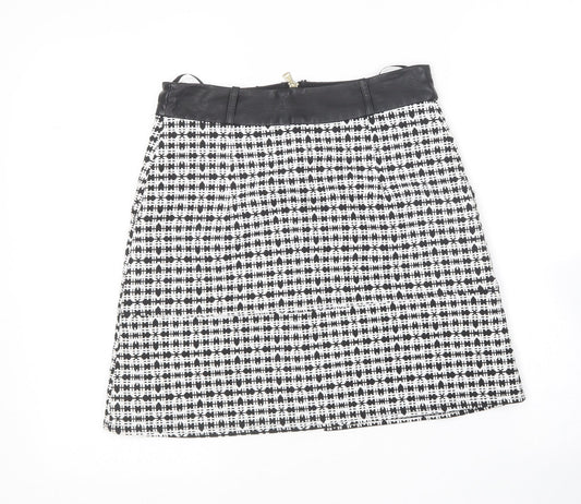 River Island Womens Black Geometric Cotton Mini Skirt Size 8