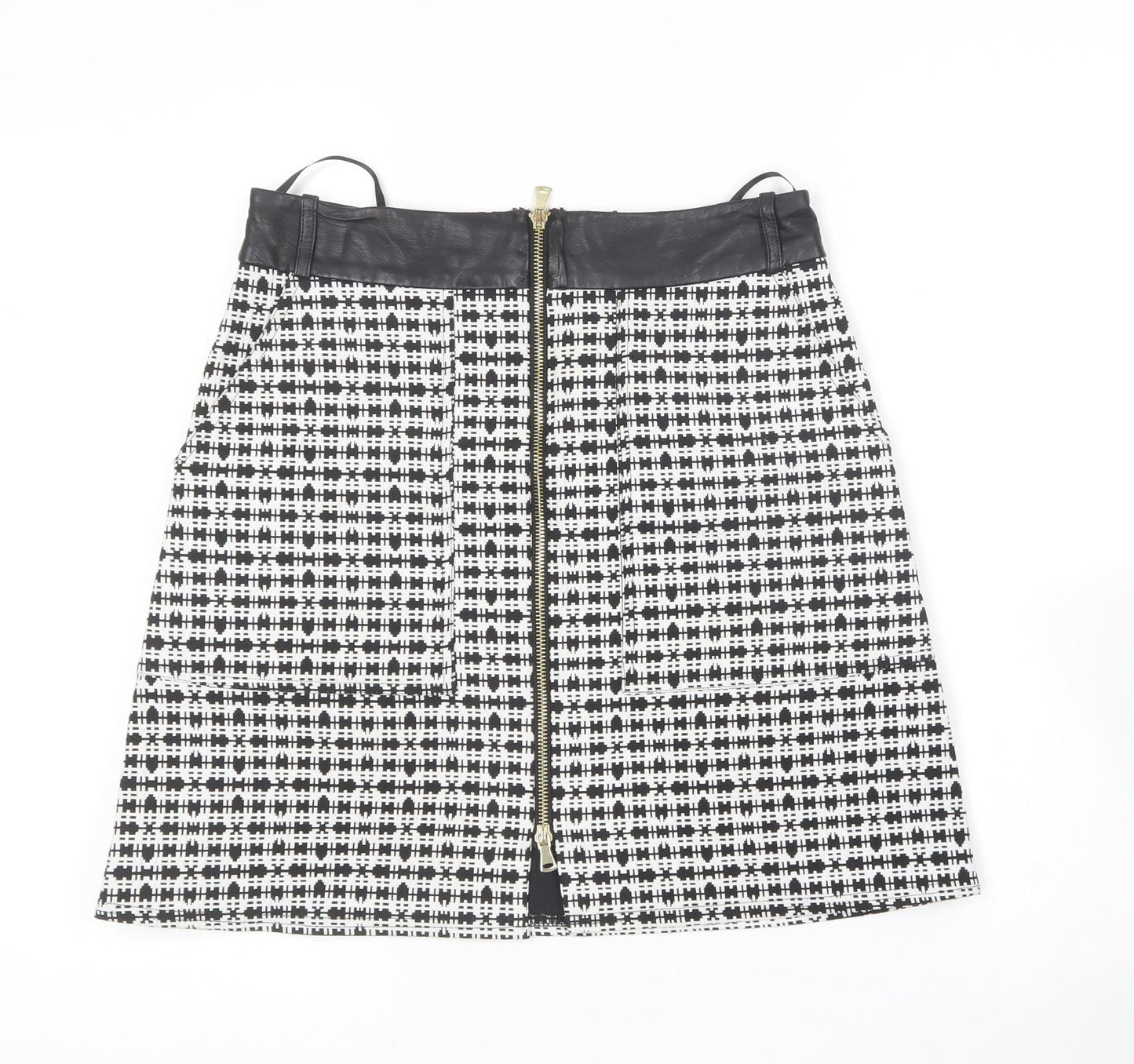 River Island Womens Black Geometric Cotton Mini Skirt Size 8