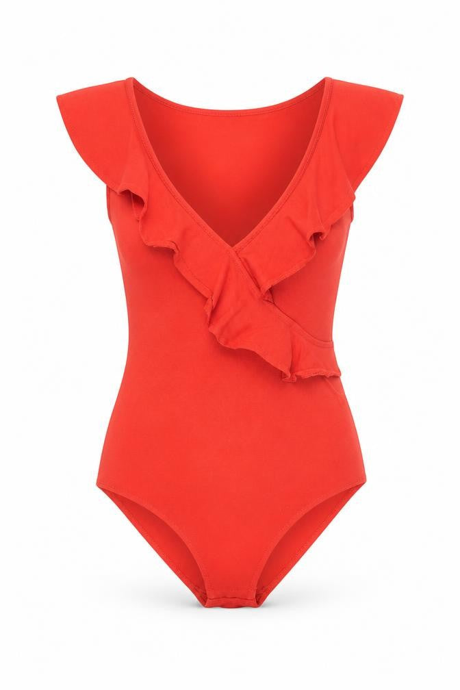H&M Womens Red  Cotton Bodysuit One-Piece Size S