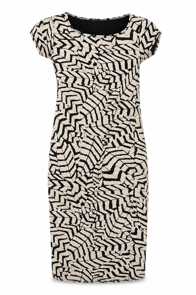 Ribbon Womens Beige  Viscose Bodycon  Size 8  Round Neck