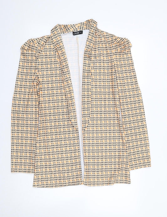 Chicme Womens Yellow Geometric  Jacket Blazer Size S