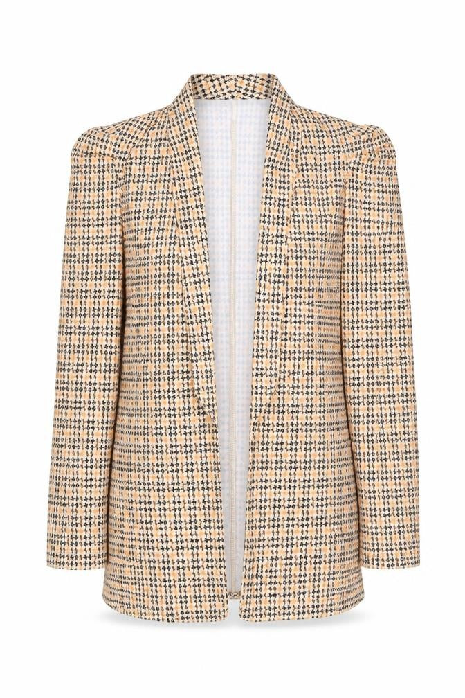 Chicme Womens Yellow Geometric  Jacket Blazer Size S