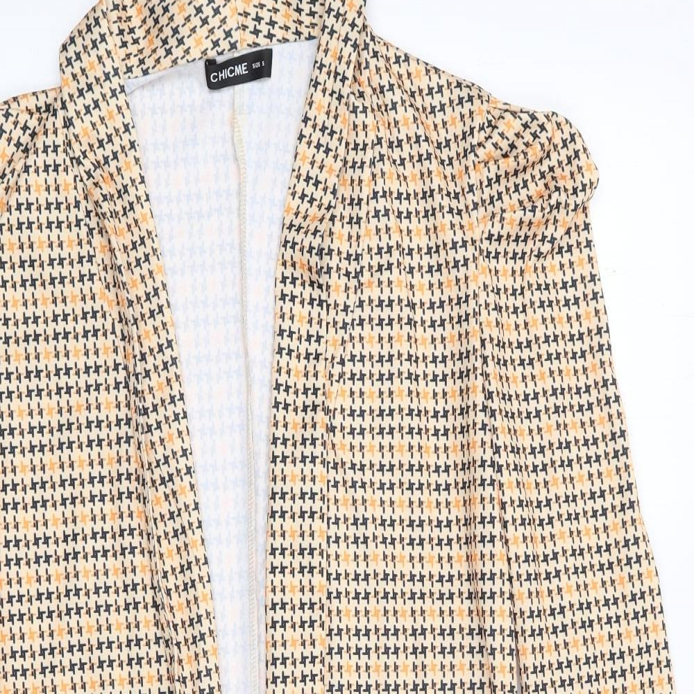 Chicme Womens Yellow Geometric  Jacket Blazer Size S
