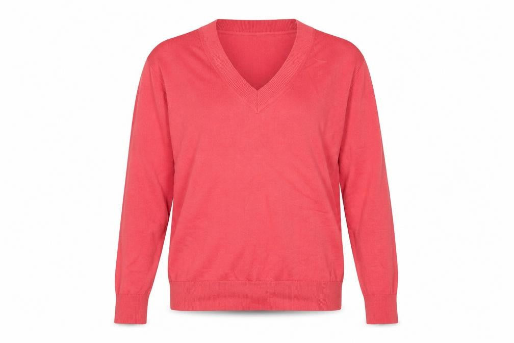 Mrks and Spencer Womens Red V-Neck  Cotton Pullover Jumper Size M