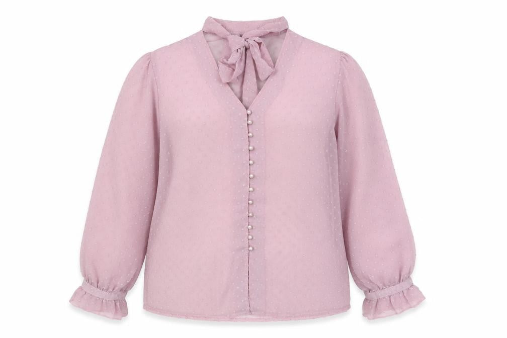 Preworn Womens Pink  Polyester Jersey Button-Up Size M V-Neck