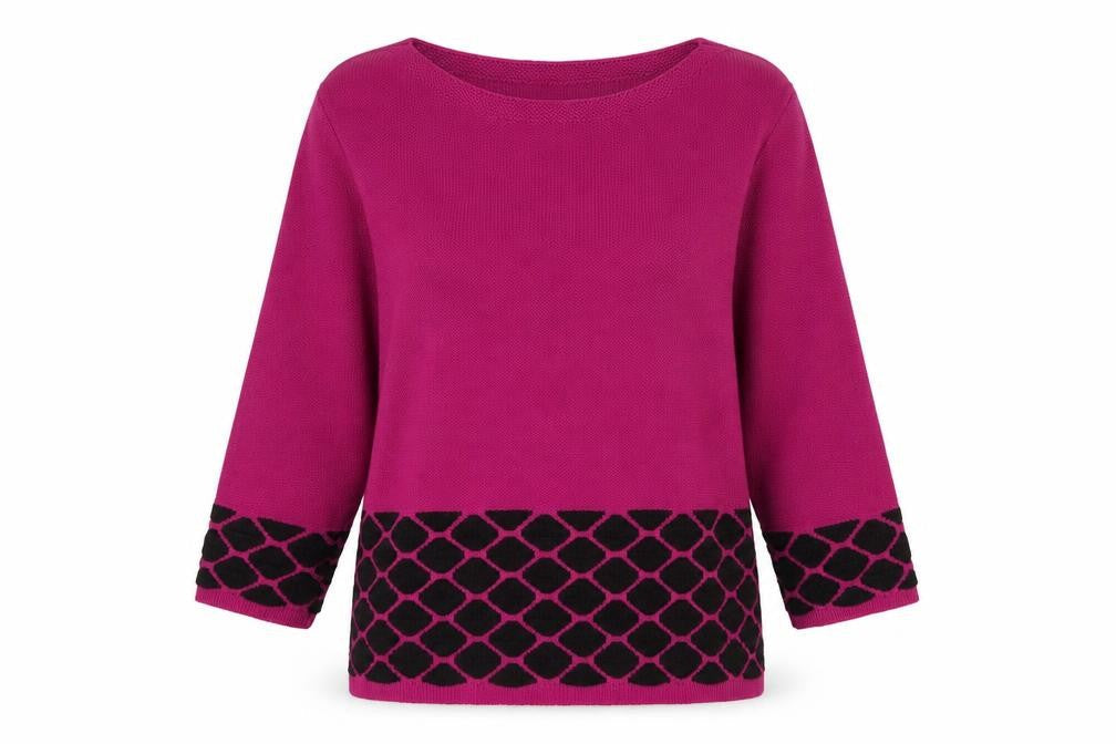 Gerard Womens Pink Round Neck Geometric Acrylic Pullover Jumper Size L
