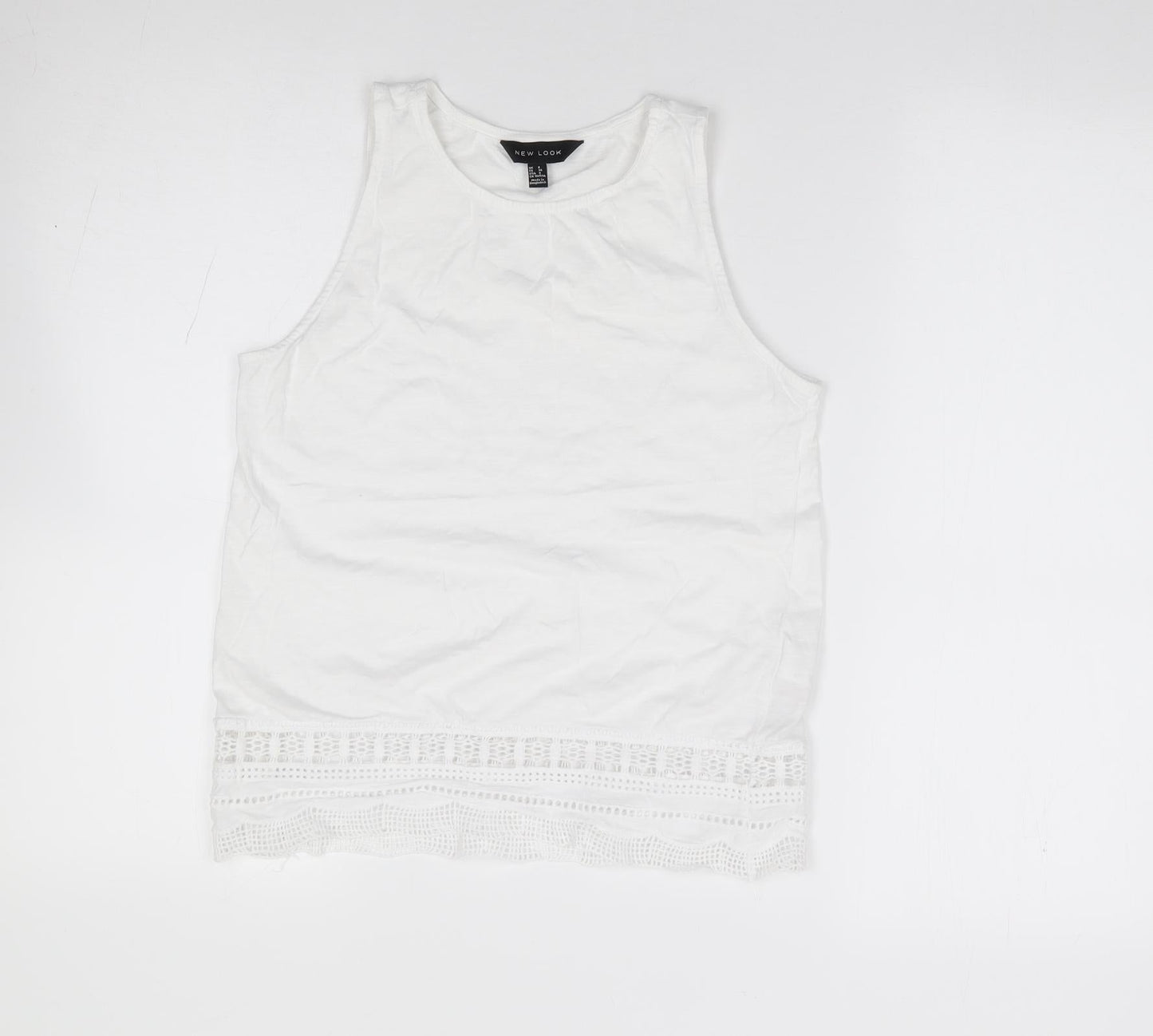 New Look  Womens Ivory  100% Cotton Jersey T-Shirt Size 8 Round Neck