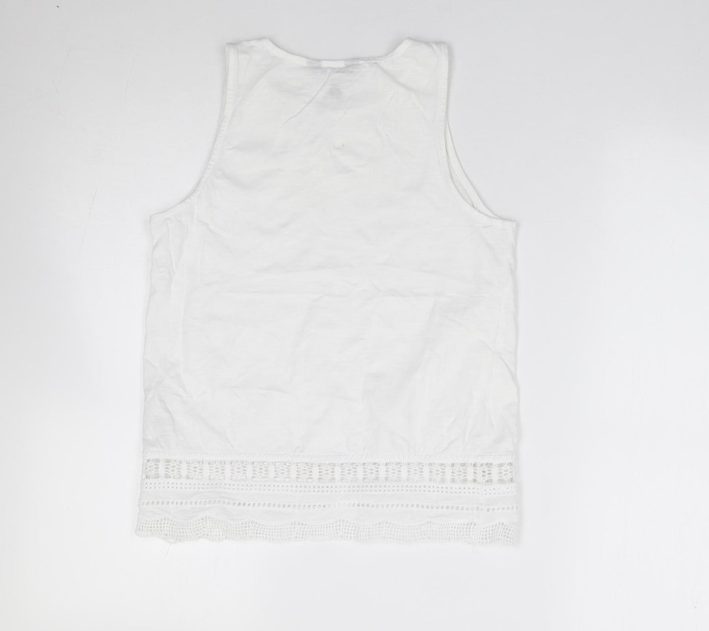 New Look  Womens Ivory  100% Cotton Jersey T-Shirt Size 8 Round Neck