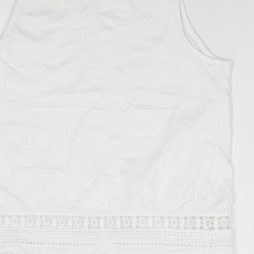 New Look  Womens Ivory  100% Cotton Jersey T-Shirt Size 8 Round Neck