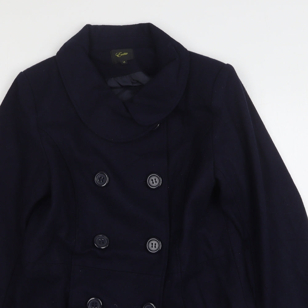 Evita Womens Blue   Pea Coat Coat Size 14  Button