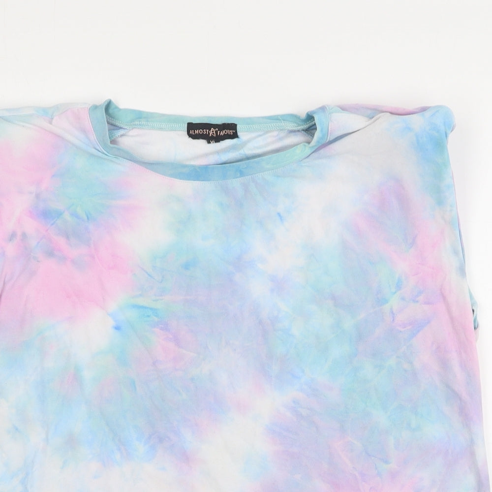 Almost Famous Womens Multicoloured Geometric Polyester Basic Tank Size XL Round Neck