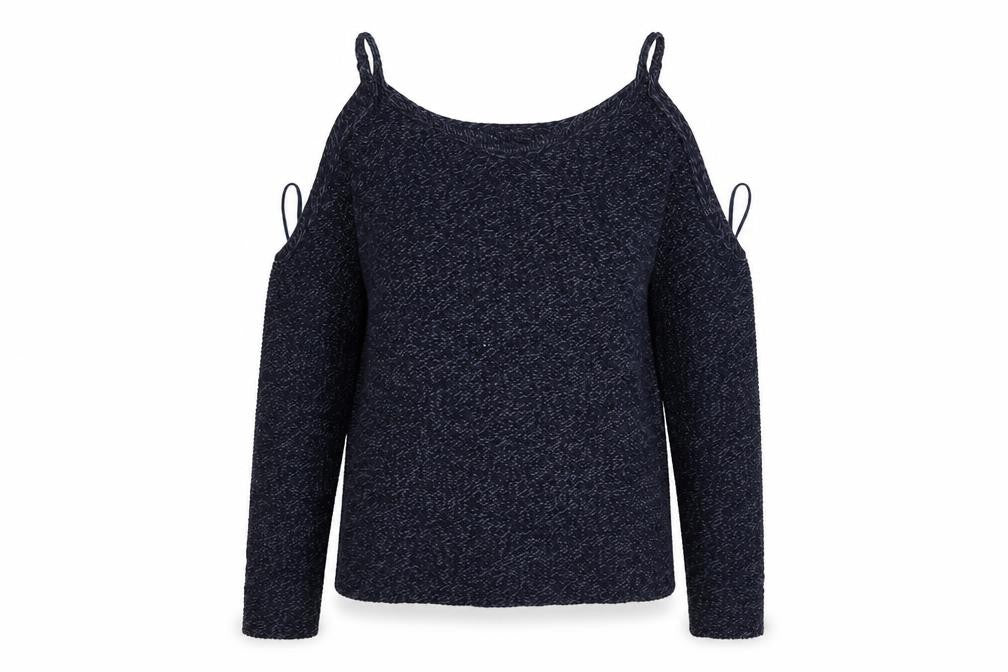 Quinn Womens Blue V-Neck  Acrylic Pullover Jumper Size L