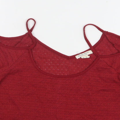 Preloved Streetwear Womens Red  Polyester Basic Tank Size M V-Neck - Detail
