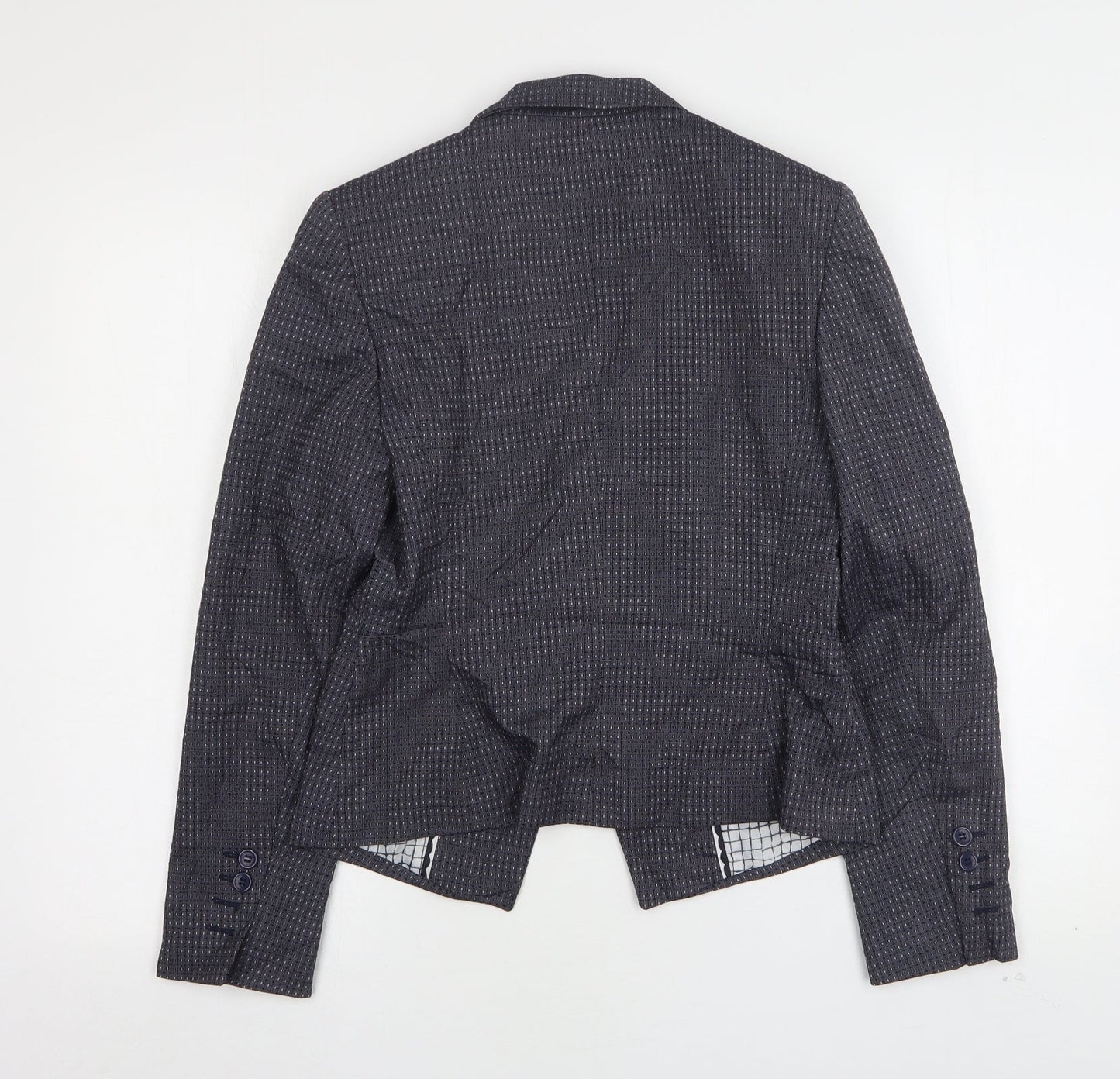 Marks and Spencer Womens Blue Geometric Polyester Jacket Blazer Size 8