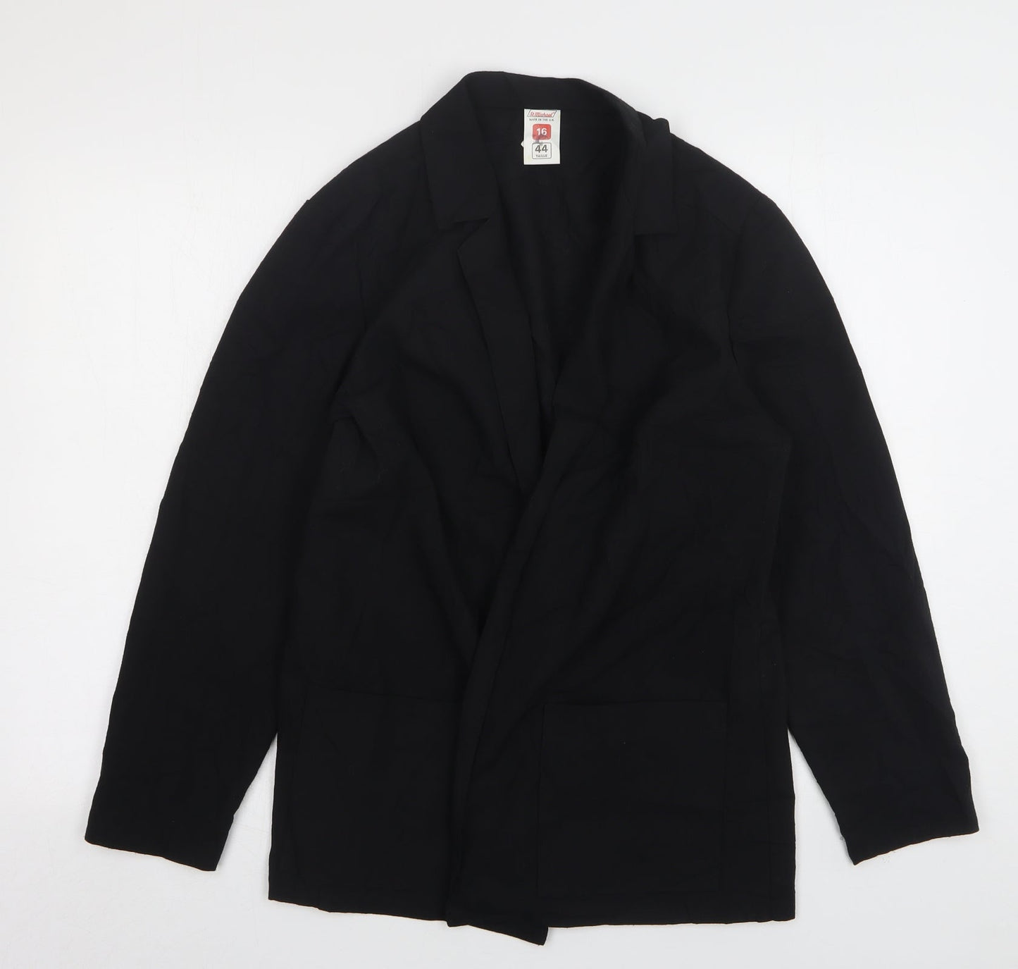 StMichael  Womens Black  Polyester Jacket Blazer Size 16