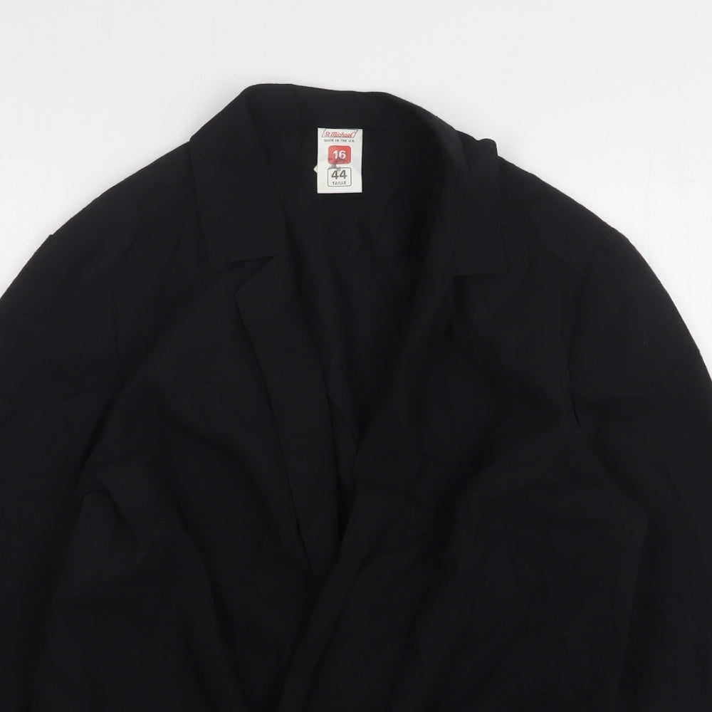 StMichael  Womens Black  Polyester Jacket Blazer Size 16