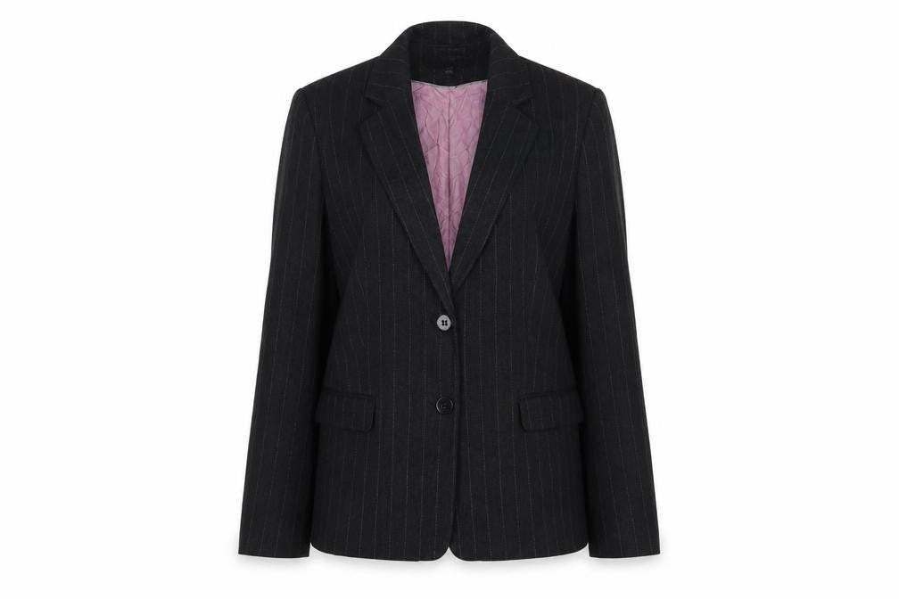 Autonomy Womens Grey Striped Polyester Jacket Suit Jacket Size 16