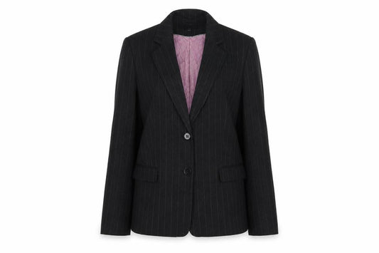 Autonomy Womens Grey Striped Polyester Jacket Suit Jacket Size 16