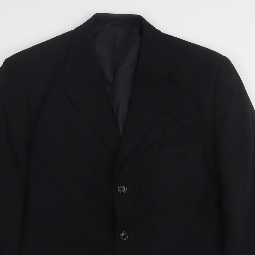 Savatini Mens Black  Polyester Jacket Suit Jacket Size 40