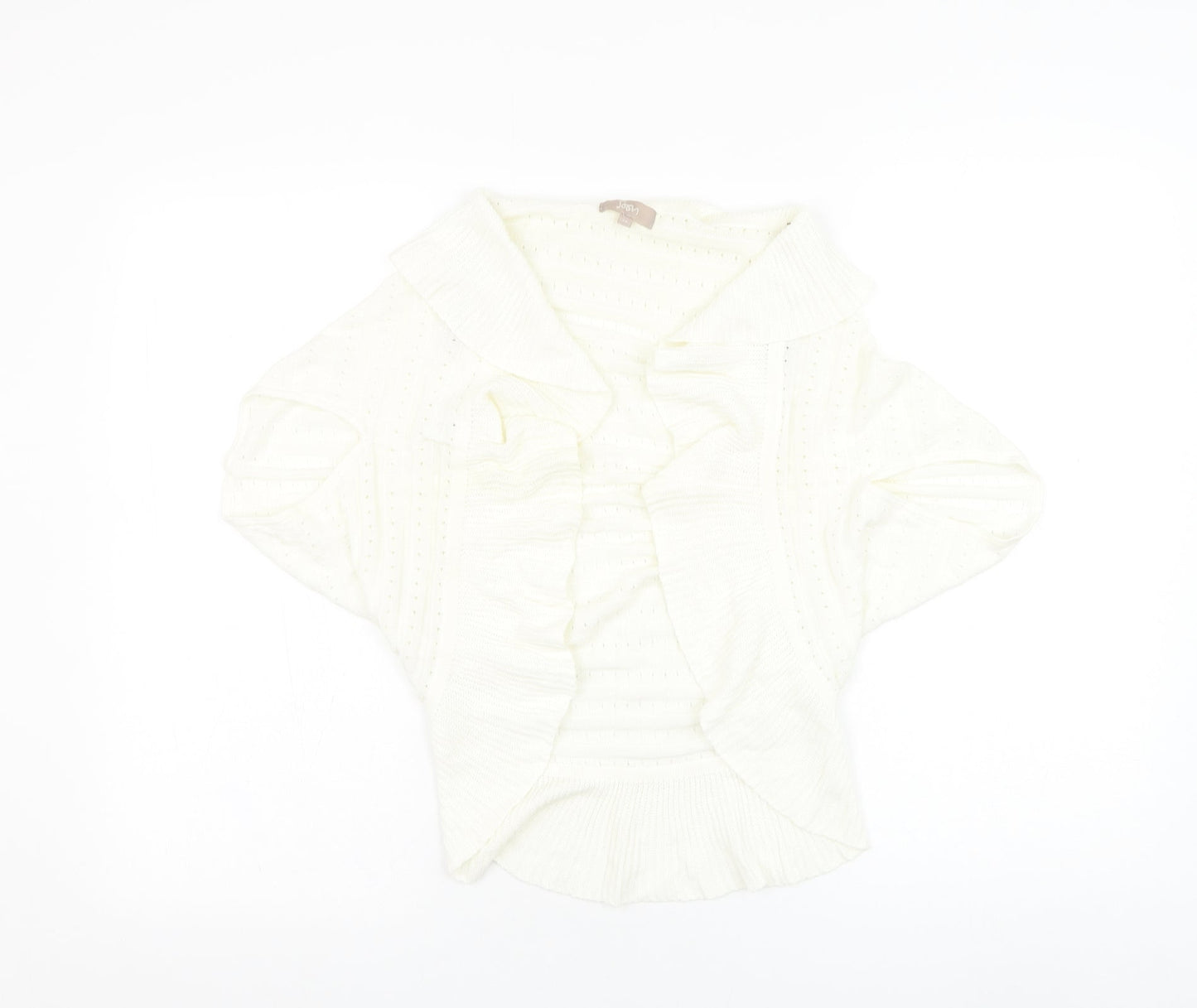 Soon Womens White Square Neck  Cotton Cardigan Jumper Size 14