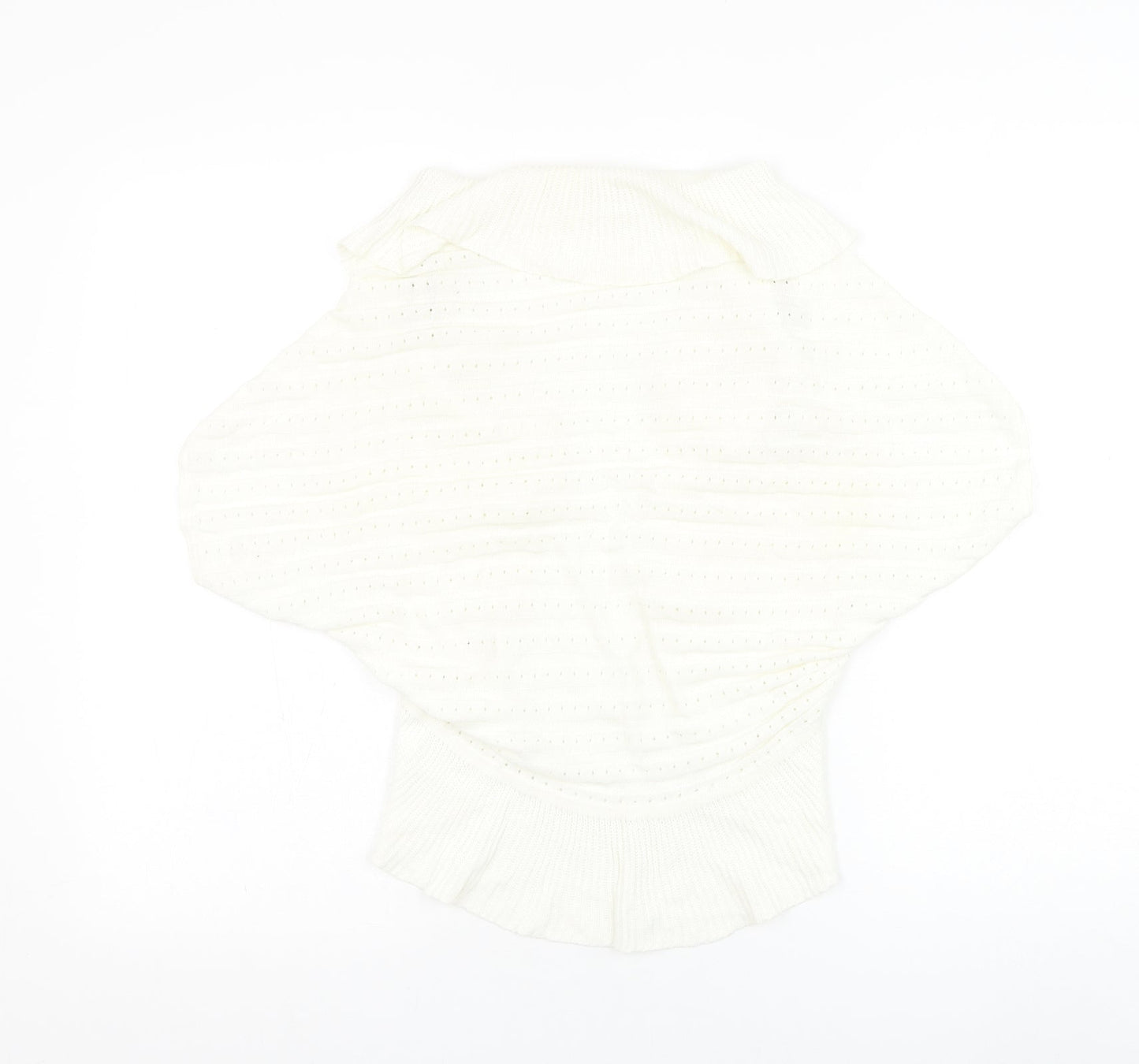 Soon Womens White Square Neck  Cotton Cardigan Jumper Size 14