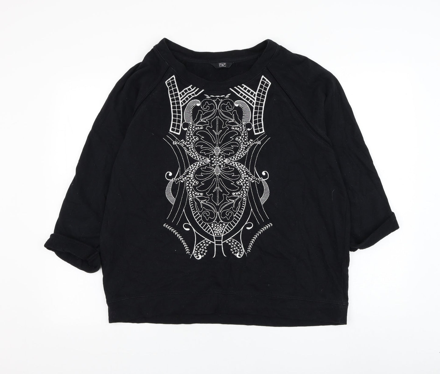 F&F Womens Black  Polyester Pullover Sweatshirt Size L  Pullover