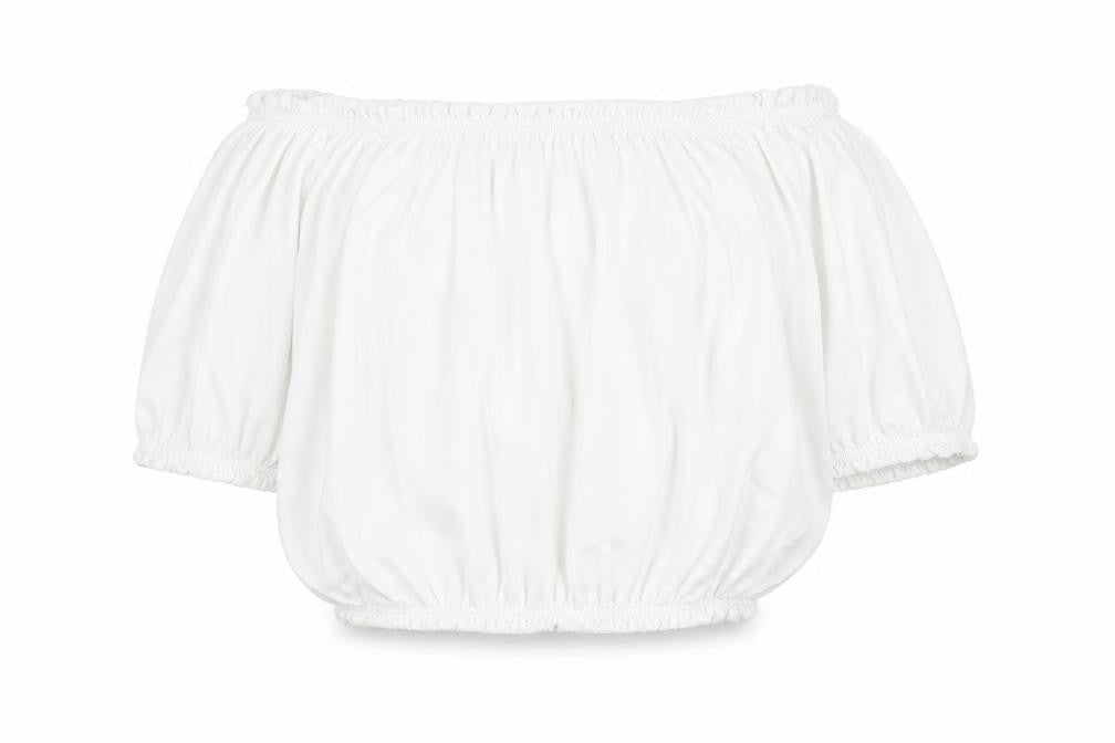 Primark Womens White  Cotton Cropped Blouse Size 8 Round Neck