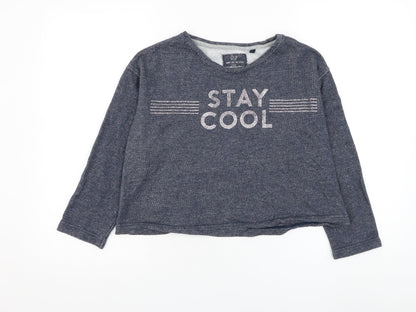 Next Girls Blue  Cotton Pullover Sweatshirt Size 11 Years  Pullover - Stay Cool