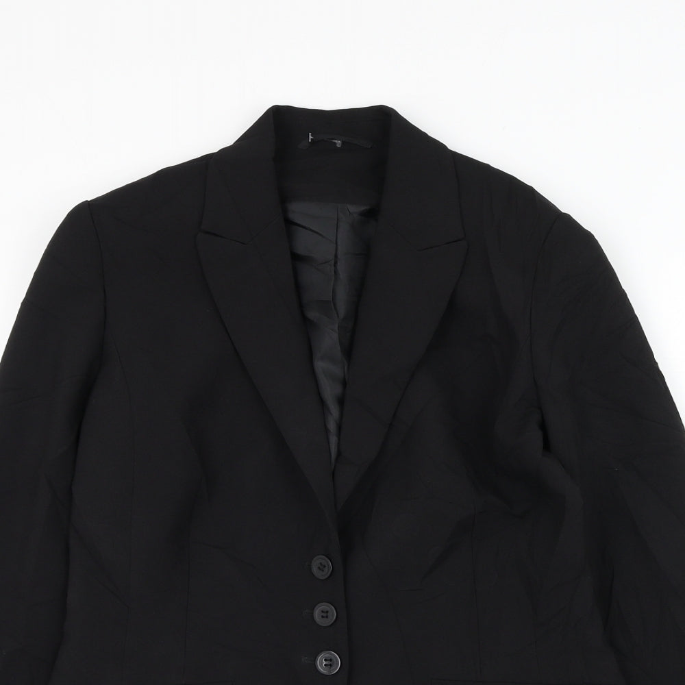 Simon Jersey Womens Black   Jacket Blazer Size 10  Button