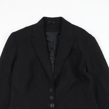 Simon Jersey Womens Black   Jacket Blazer Size 10  Button