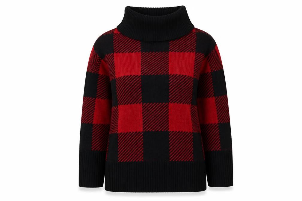 Formula Womens Red Roll Neck Check Polyester Pullover Jumper Size 14