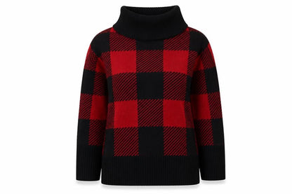 Formula Womens Red Roll Neck Check Polyester Pullover Jumper Size 14