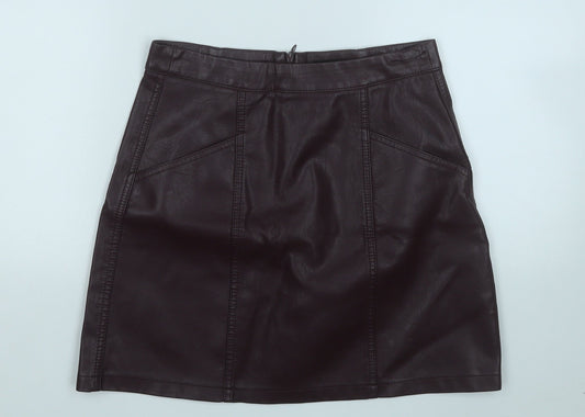 New Look Womens Purple  Polyurethane A-Line Skirt Size 8