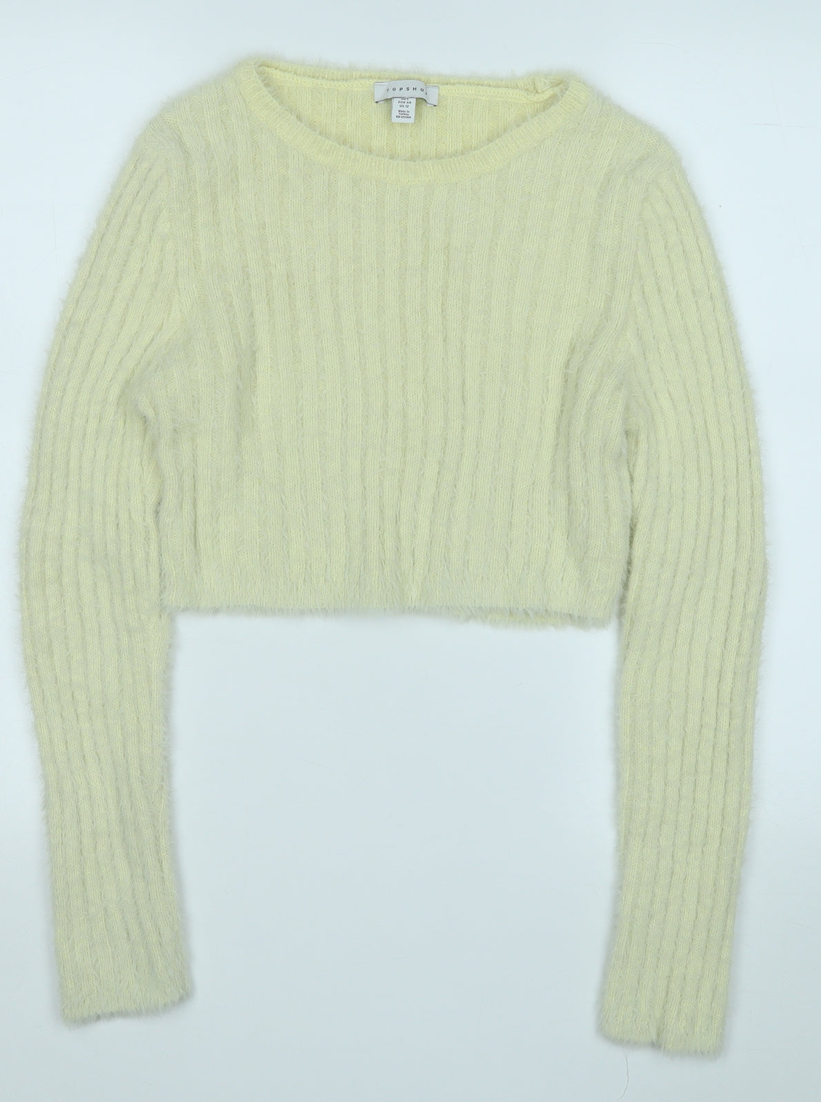Topshop Womens Yellow Round Neck  Polyimide Pullover Jumper Size L