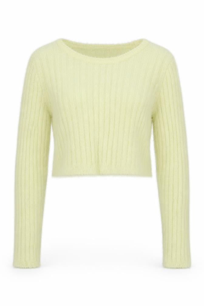 Topshop Womens Yellow Round Neck  Polyimide Pullover Jumper Size L