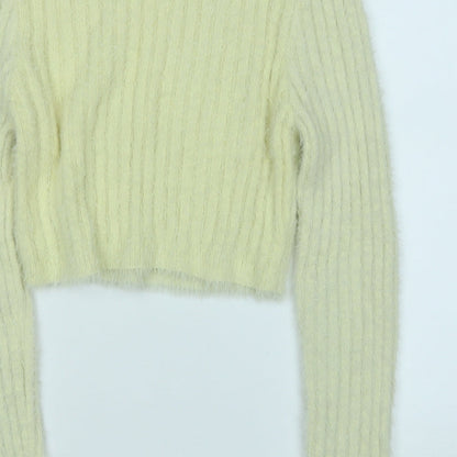 Topshop Womens Yellow Round Neck  Polyimide Pullover Jumper Size L